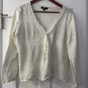 Frye Cream Textured Knit Blouse